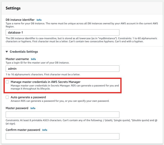 Improve security of Amazon RDS master database credentials using AWS Secrets Manager