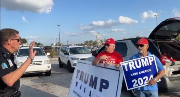 Trump Supporters Barred by DeSantis Staff from Governor’s Book Appearance in Florida; Security Guard: “They Told Me…Anybody Wearing Trump Has to Go Right Now” (Video)
