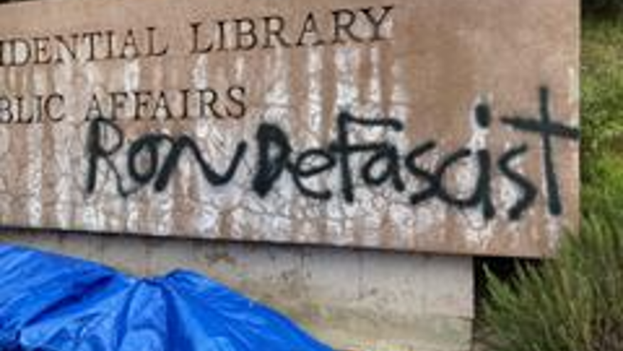 Leftist Vandalizes Reagan Library Ahead of DeSantis Visit to Southern California